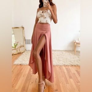 Ambrosio Mauve Pink High Low Maxi Skirt